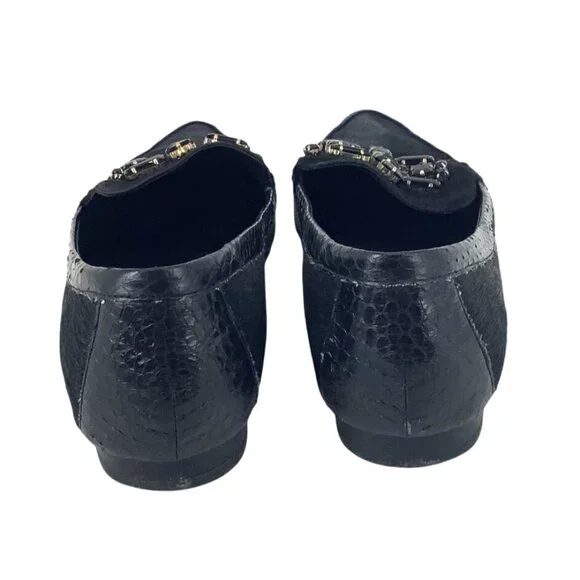 Donald J Pliner Loafers 9M Black Embellished Haircalf & Leather Womens Shoes - Picture 4 of 7